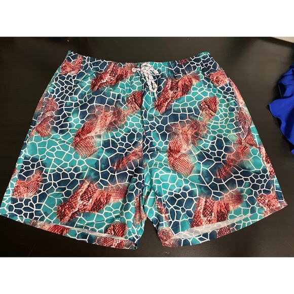 2 in 1 Men's Print Swim Trunks with Compression Liner 5" -Size L-NEW - Picture 2 of 3